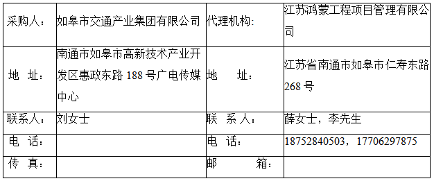 如皋市交通產(chǎn)業(yè)集團有限公司框架協(xié)議合作單位征集項目征集公告